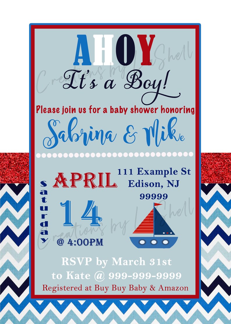 Nautical Baby Shower Invitation Nautical Baby Shower Invite Etsy