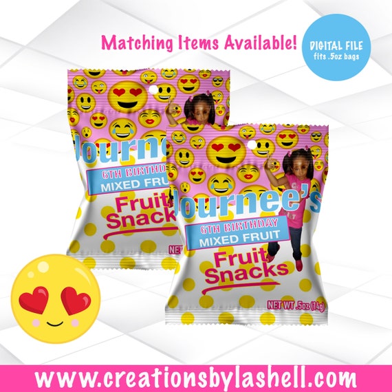 Emoji Fruit Snacks Digital File Emoji Party Favor Printable Etsy