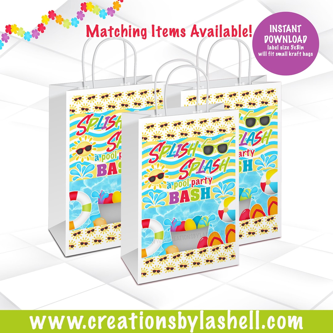 Pool Party Gift Bag Label Instant Download Pool Party Favors Printable pool-party-gift-bag-label-instant-download-pool-party-favors-printable