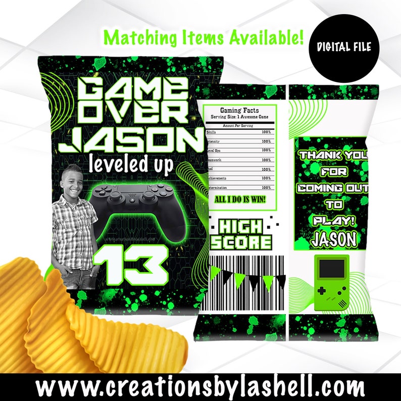 Video Game Chip Bag Printable Video Game Favors Template Video Game