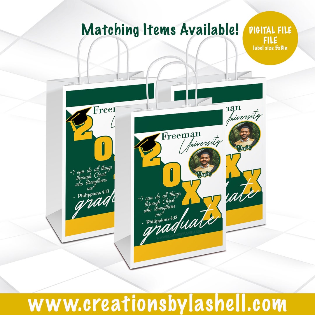 Graduation Gift Bag Template Green and Yellow Graduation Gift Etsy