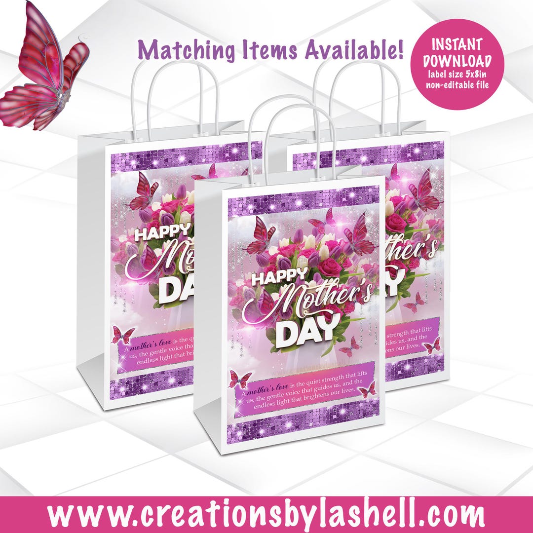 Mother's Day Gift Bag Label Instant Download | Pink Mother's Day Gift ...