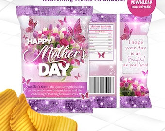 Mother's Day Chip Bags | Mother's Day Favors | Mother's Day Treat Bags | Instant Download |  Custom Chip Bags | M6