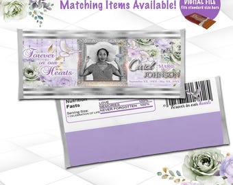 Funeral Candy Bar Wrapper Digital File Celebration of Life Chocolate Bar Wrappers Printable Memorial Favors Digital File | MEM1