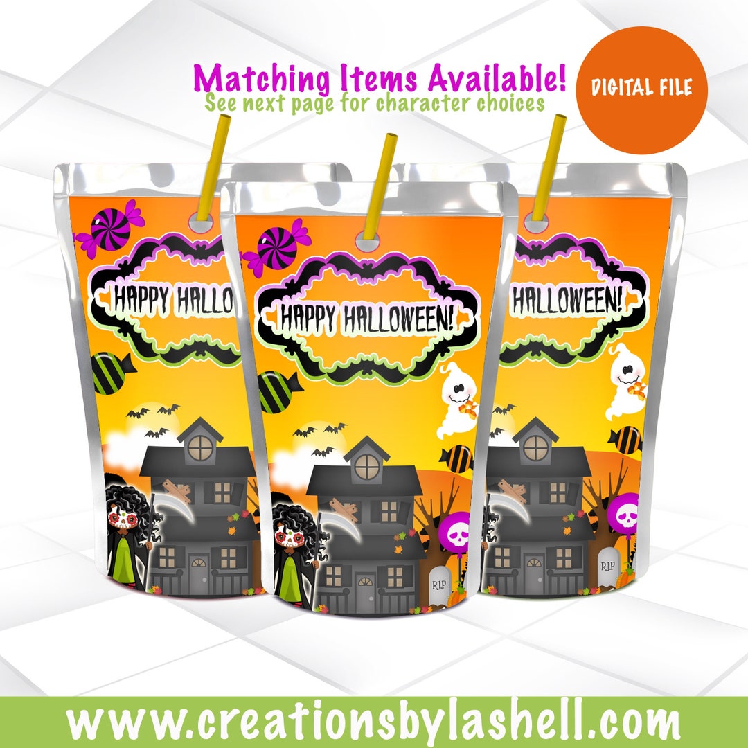 Halloween Juice Pouch Labels Printable | Halloween Drink Labels ...