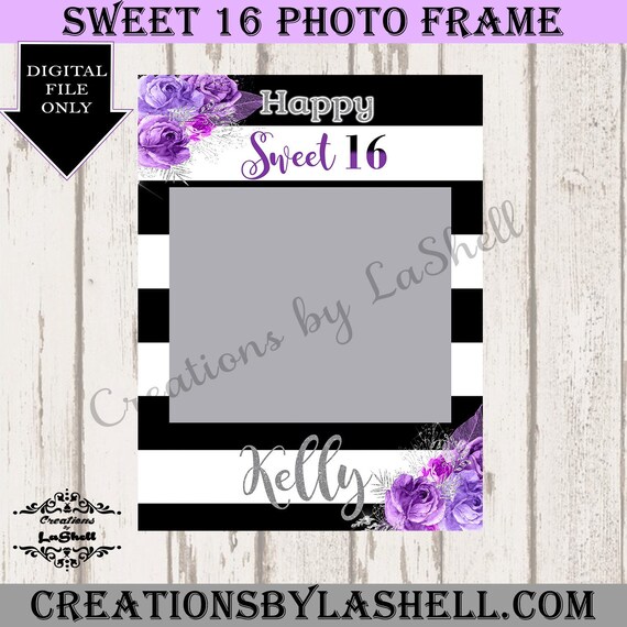 Sweet 16 Photo Framephoto Propsbirthday Party Favorspurple Etsy