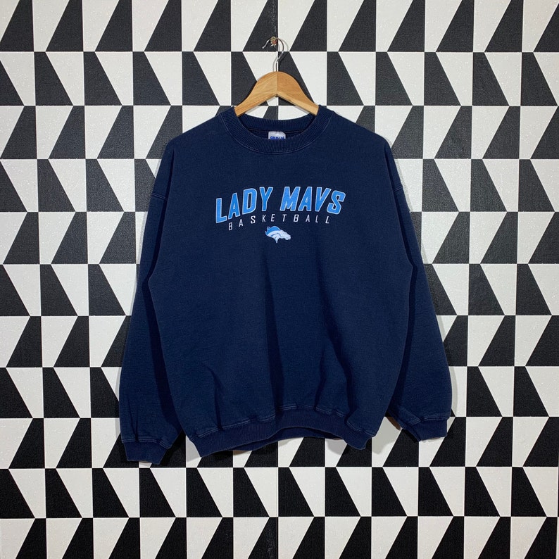 Vintage Texas-Arlington Mavericks women\u2019s basketball Sweatshirt Crewneck Lady Mavs Sweater Printed Logo Blue Colour Women\u2019s L