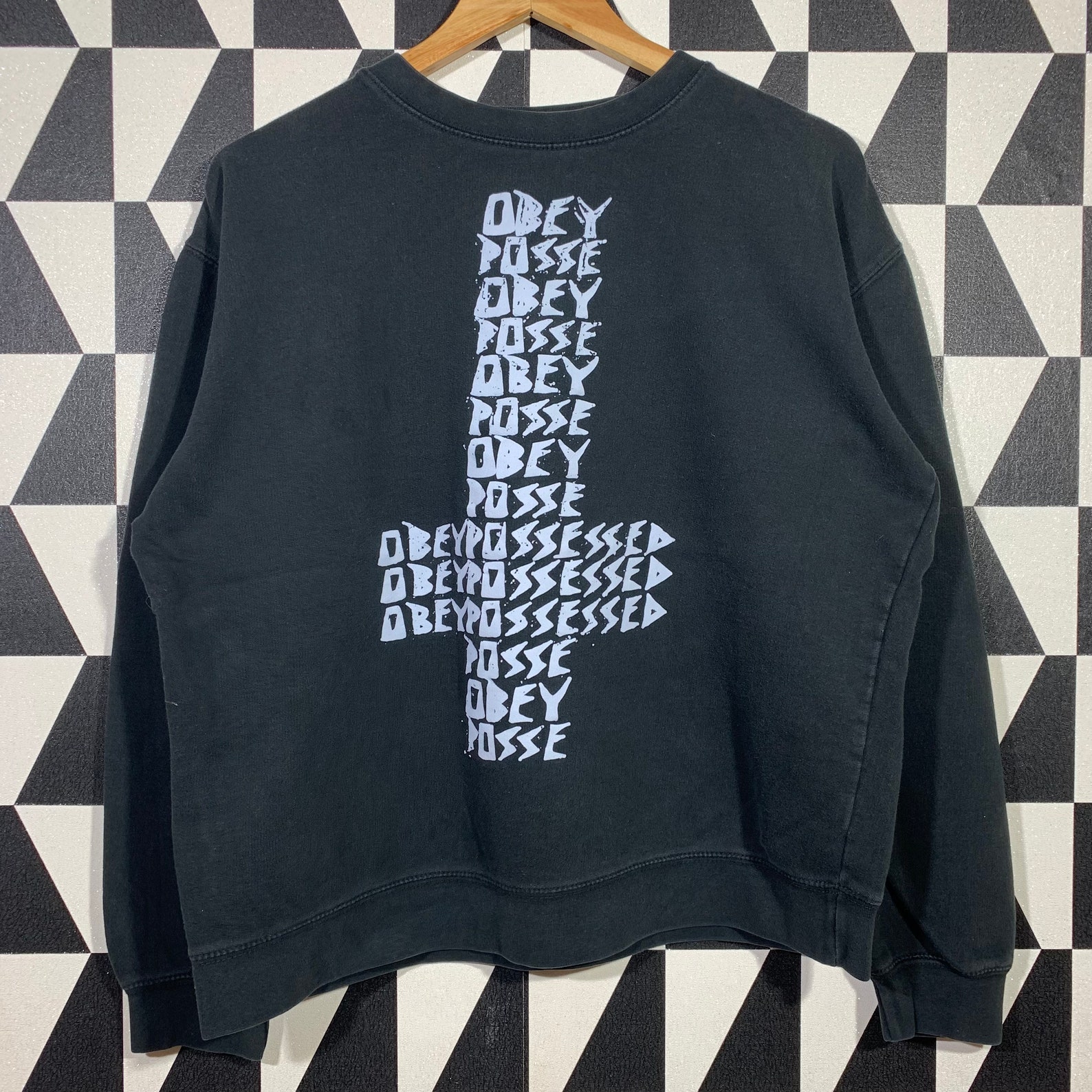 Obey Sweatshirt Obey Crewneck Obey Sweater Printed Logo Black | Etsy