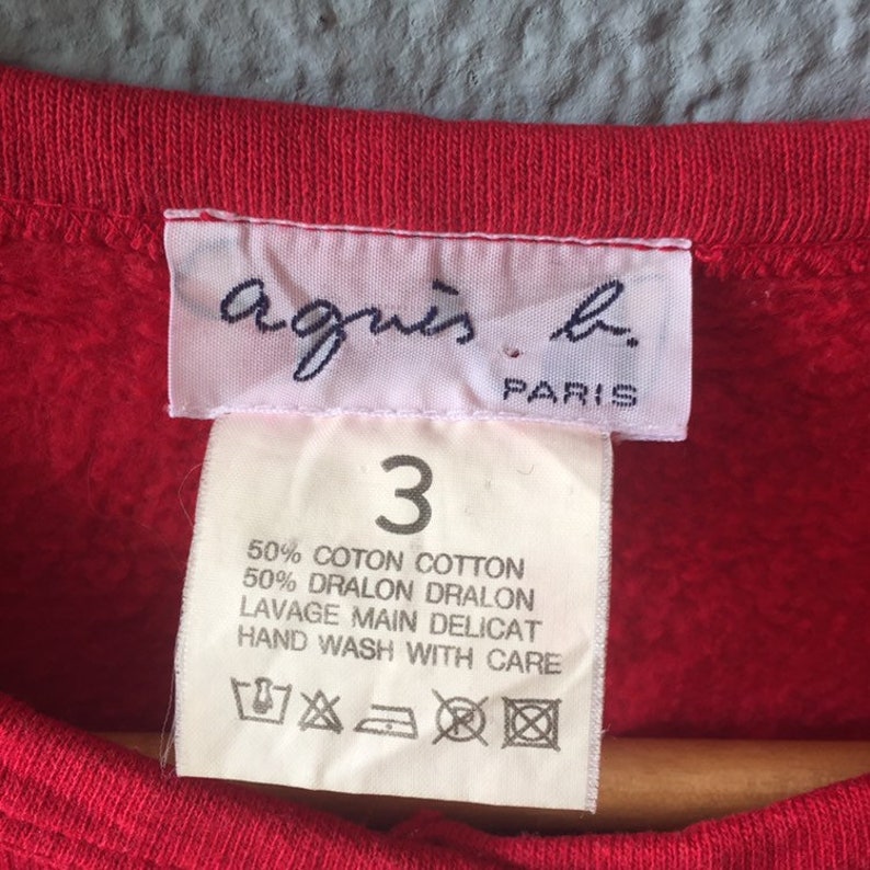 Vintage 90s Agnes B big Logo Printed Cardigan Snap Button Agnes B Jumper Agnes B Red Colour Size M