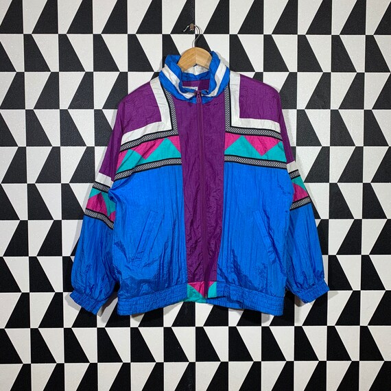 Vintage 90s Lavon Windbreaker Full Zip Lavon Jacket Color Block Women's M