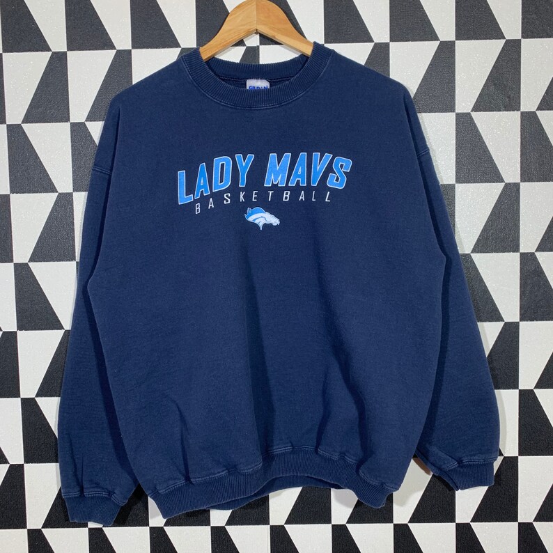 Vintage Texas-Arlington Mavericks women\u2019s basketball Sweatshirt Crewneck Lady Mavs Sweater Printed Logo Blue Colour Women\u2019s L