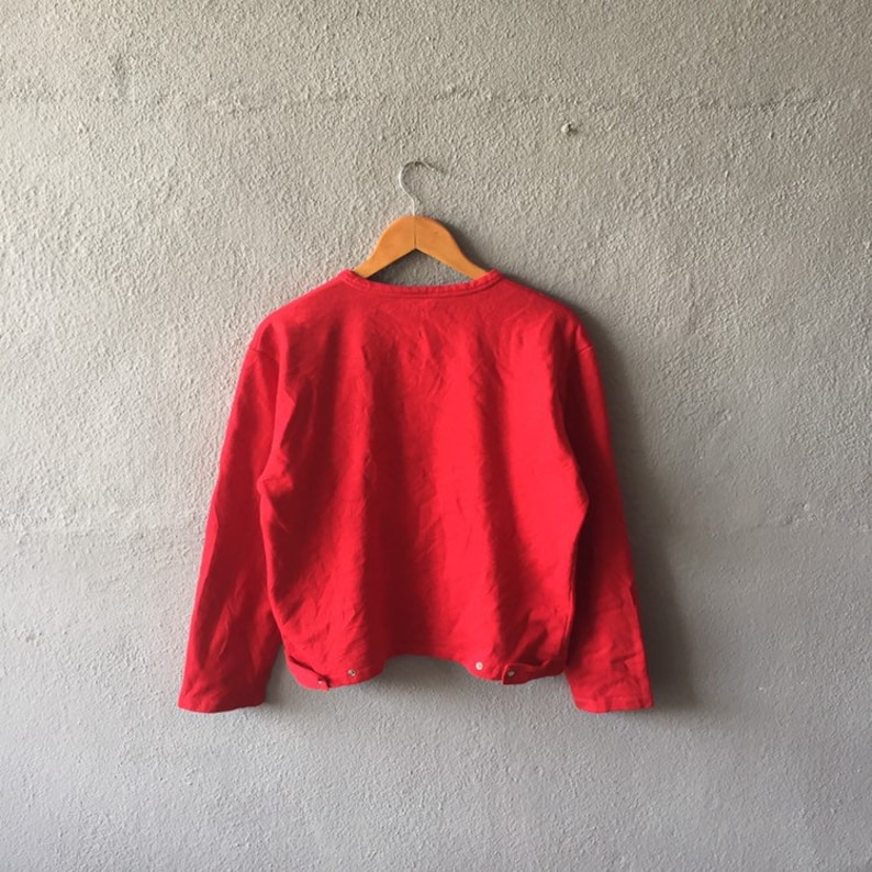 Vintage 90s Agnes B big Logo Printed Cardigan Snap Button Agnes B Jumper Agnes B Red Colour Size M