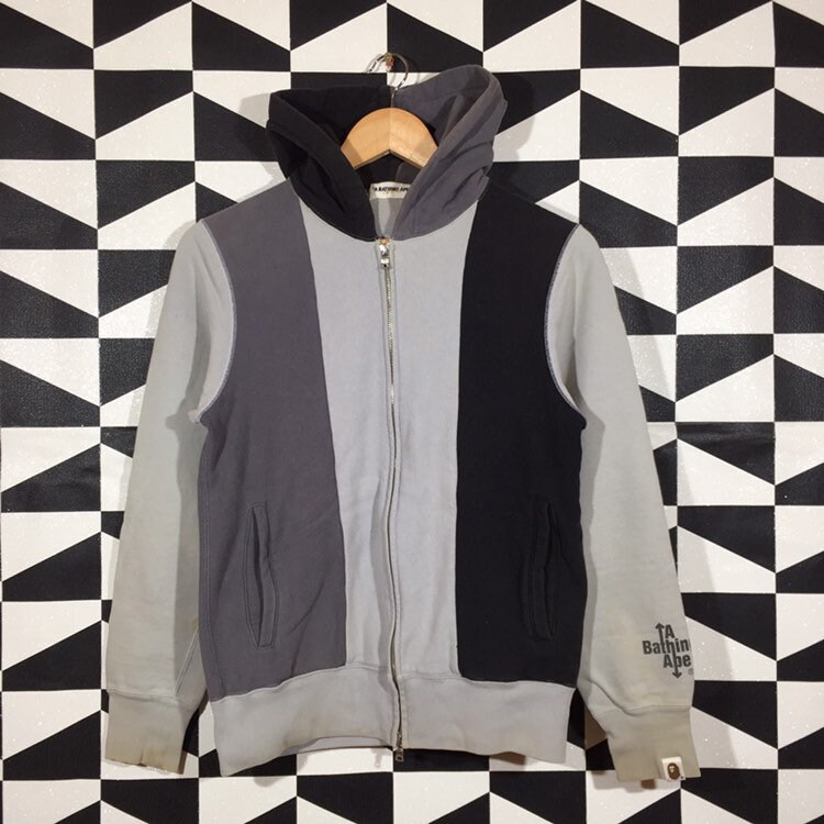 Vintage 90s A Bathing Ape Hoodie Full Zip Bape Sweater Grey Etsy