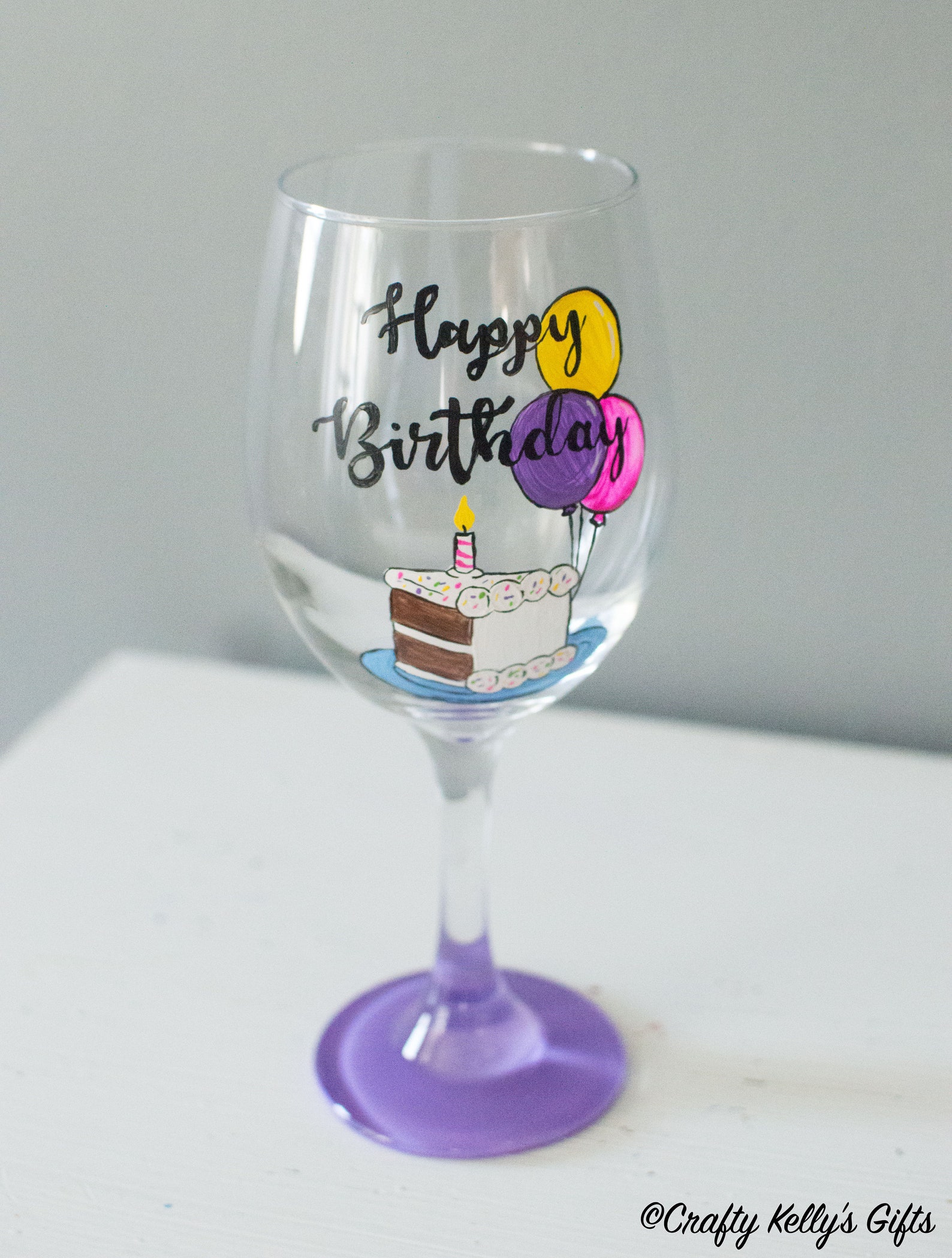 Hand Painted Birthday Wine Glass 21st Birthday Gift For Her Etsy