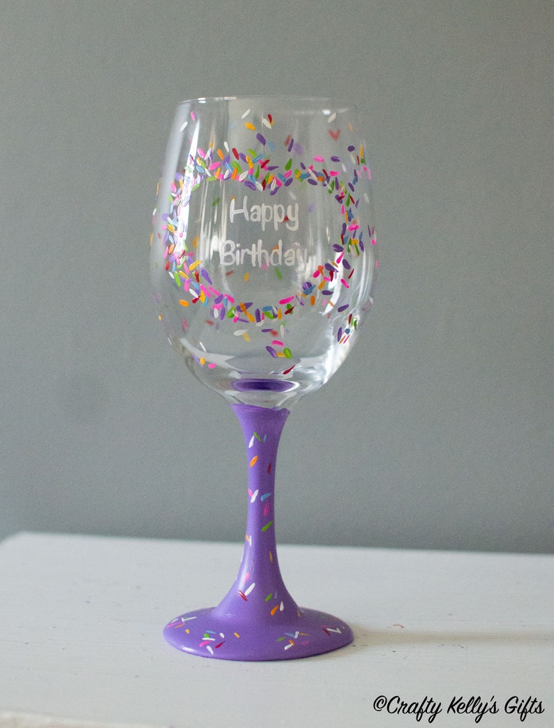 Hand Painted Birthday Wine Glass 21st Birthday Gifts for Her Etsy