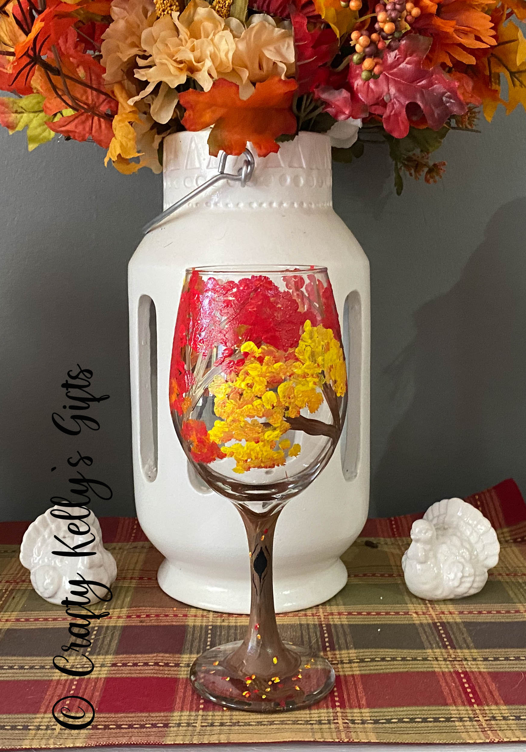Fall Leaves Wineglass Hand Painted Wine Glasses 21st Etsy