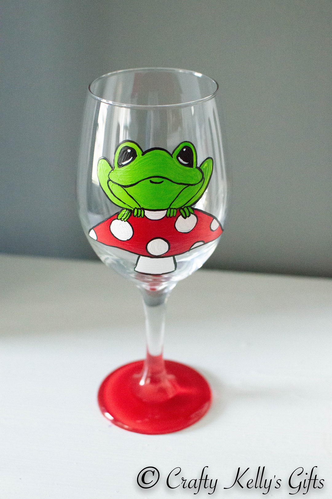 Hand Painted Frog Wine Glass Toad Wine Glass 21st Birthday Etsy