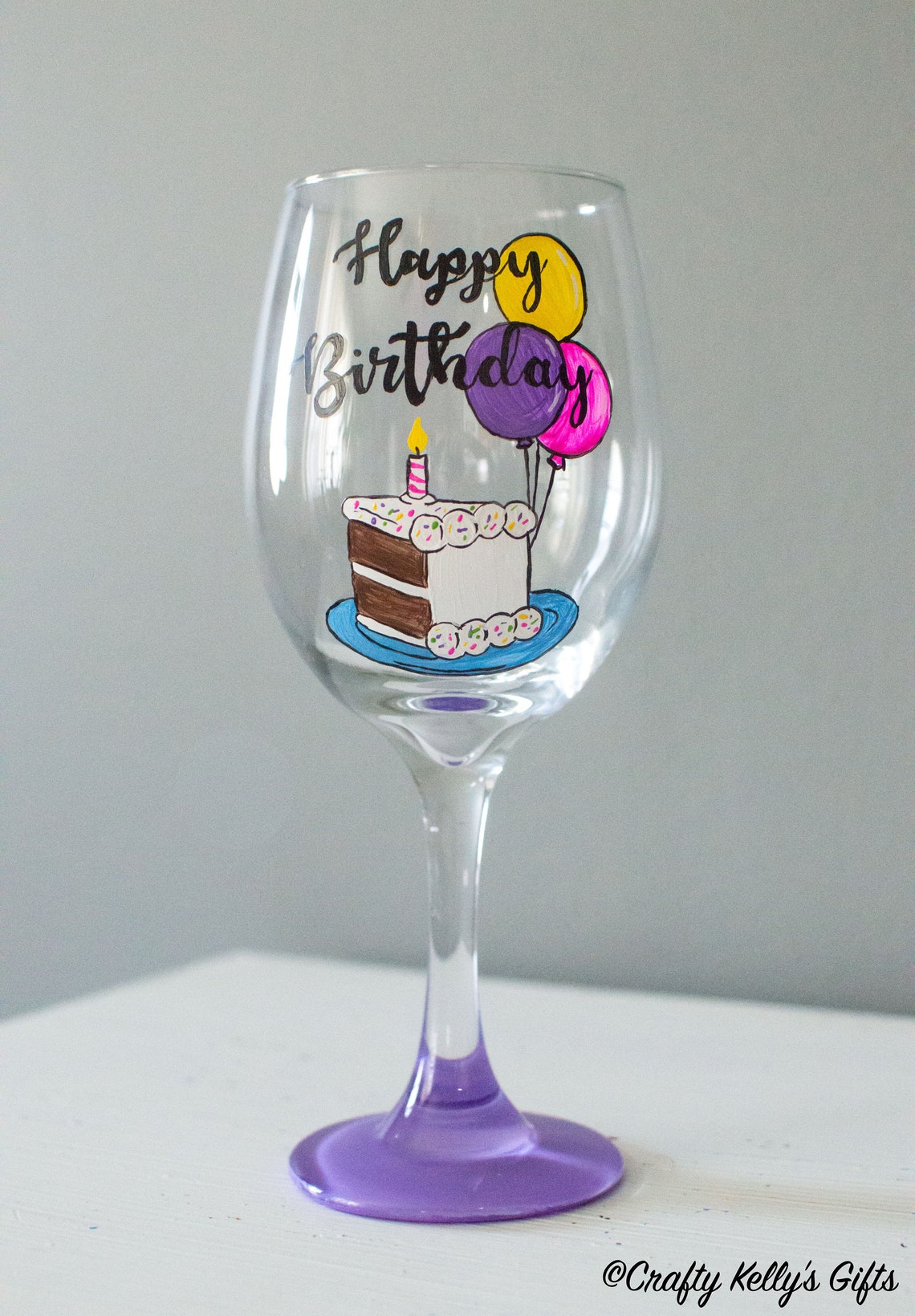 Hand Painted Birthday Wine Glass 21st Birthday Gift For Her Etsy