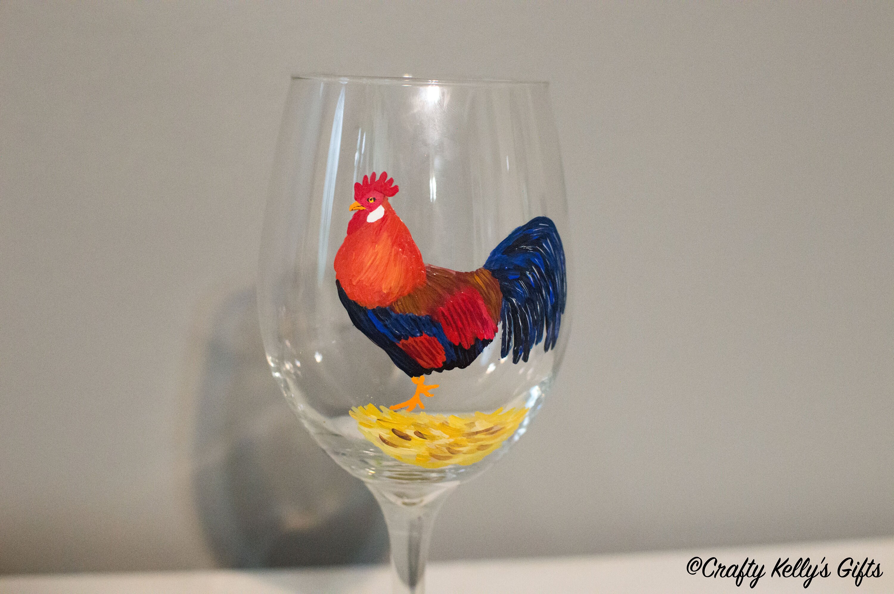 Rooster Wine Glass Chicken Wine Glasses Country Living Wine | Etsy