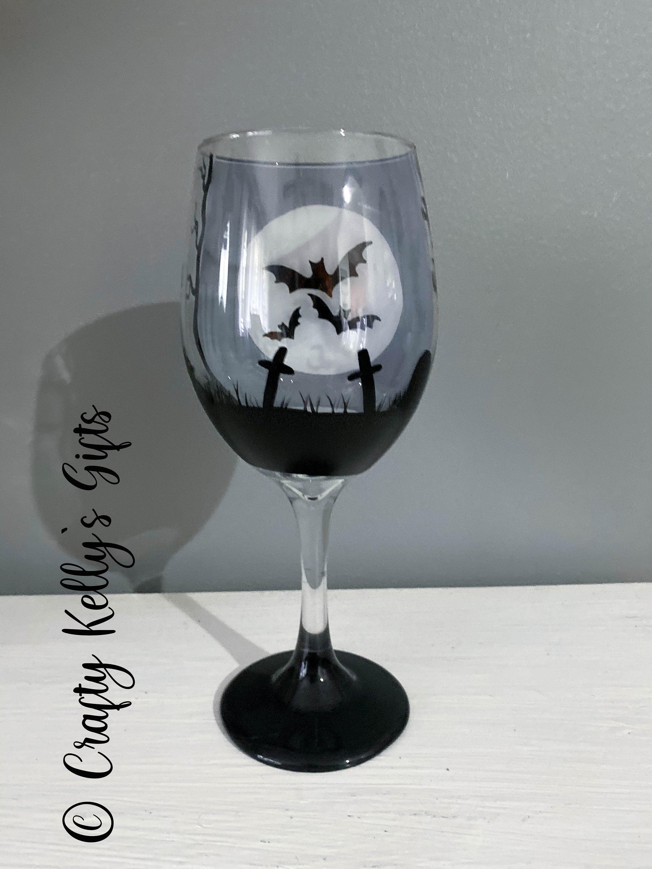 Hand Painted Halloween 3D Wine Glass Halloween Wine Glass Etsy