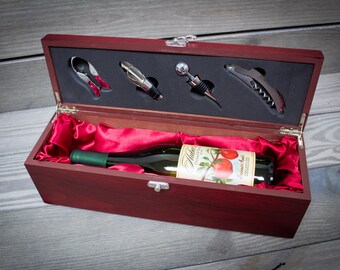 Wine Gift Box, Wine Gift Package, Personalized, Custom Gift, Wine Lovers, Christmas Gift, Housewarming, Wedding Gift, Laser Engraved