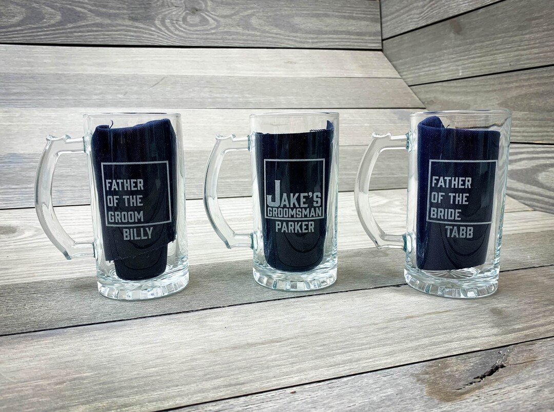 Personalized Groomsmen Beer Mugs, Laser Engraved, Wedding Gifts, Personalized Gifts, Engraved