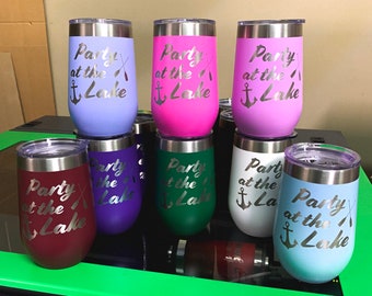 Party at the Lake 16oz. Tumbler,  Free Personalization, Lake Tumbler, Lake Cup, Barware, Drinking Gifts, Custom Tumbler, Party Favors