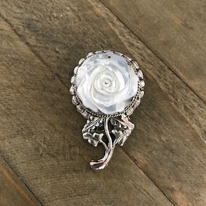 Mother of pearl rose pendant, handcrafted, Nepalese, Tibetan repousse silver, Himalayan, 63X28 mm