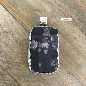 Agate pendant, Cherry blossom flower agate, handcrafted, Nepalese, Tibetan repousse silver, Himalayan, 68X37 mm