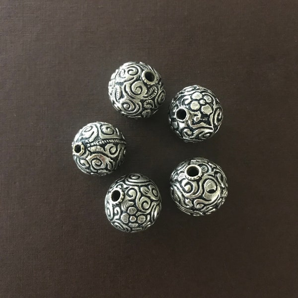 This listing is for 1 piece, Tibetan silver beads, floral beads, repousse silver beads, handcrafted , Nepalese, Himalayan