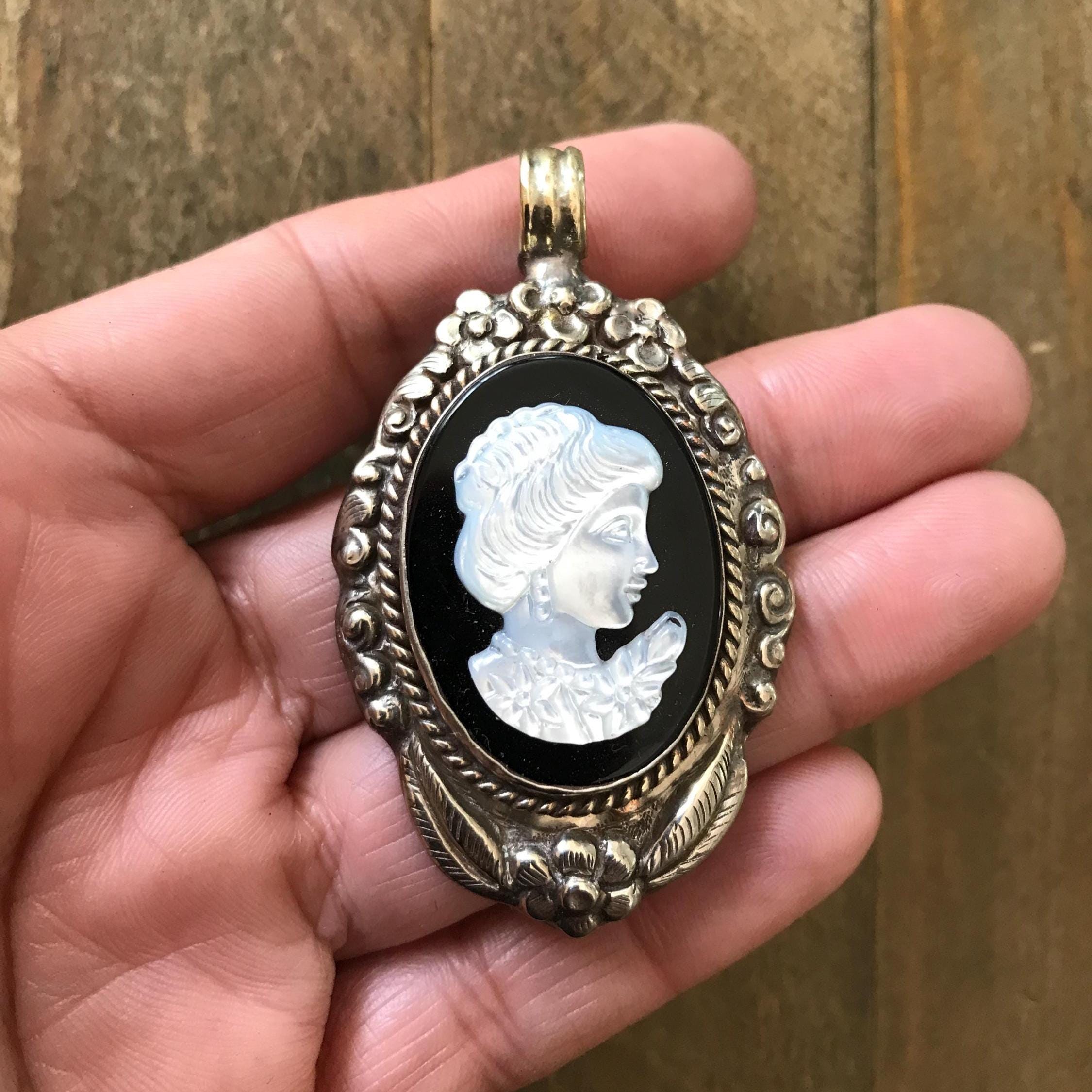 ネックレス・ペンダント K18yg Cameo Onyx Pendant Onyx Cameo - Etsy