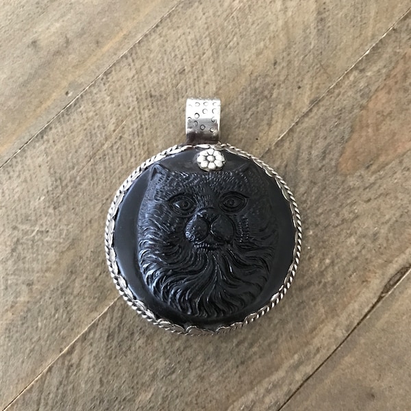 Onyx Cat Pendant Etsy