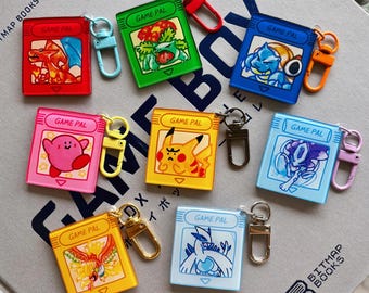 Game Boy Cartridge Keychain: PKM Gold Silver Crystal Pink Glitter Charm