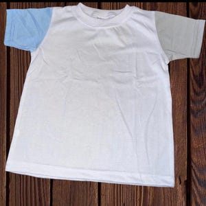 Toddler blank sublimation shirts 100% polyester cotton feel short sleeve unisex tshirt Blue-White-Gray