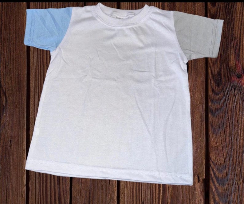 Toddler blank sublimation shirts 100% polyester cotton feel short sleeve unisex tshirt Blue-White-Gray