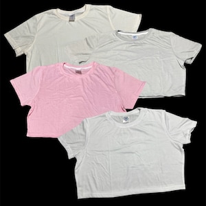 Toddler & Youth crop top Sublimation shirt 100% polyester girls teens pink cream white gray