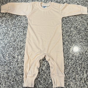Babybody tom ett stycke sublimering 100% polyester havregryn spädbarnssparkdräkt med långa ärmar