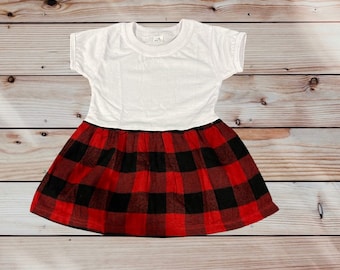 Bambino bambino gioventù Buffalo plaid rosso vestito sublimazione vacanza Natale