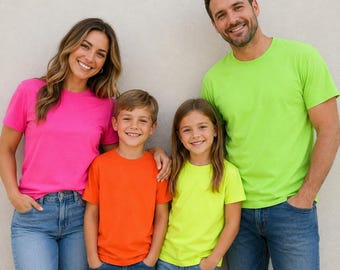 Blanco sublimatieshirts voor peuters, 100% polyester, katoen voelt aan met korte mouw uniseks warmroze fluorescerend neon oranje geel groen