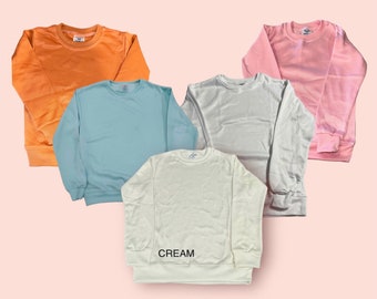 Jugend Kinder Sweatshirts 100% Polyester Sublimation blanko Sweatshirt Rundhalsausschnitt creme sand weiß