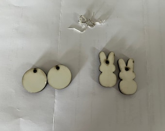 Sublimation blank earrings mdf bunny earrings circle pair