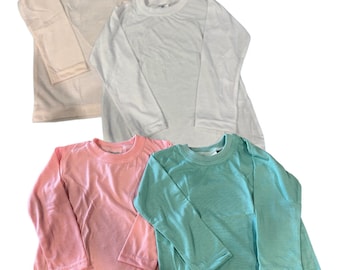 Youth long sleeve sublimation shirts white pink gray cream oatmeal pink 100% polyester