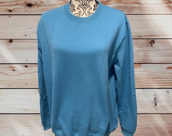 Adult 100% polyester sweatshirt gray heather soft feel sweater crewneck blank