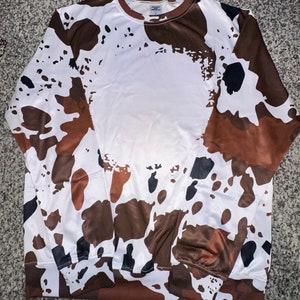 Adult lightweight 100% polyester sweatshirt thin blank faux bleach cowhide print