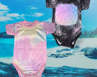 Baby faux bleach  bodysuit blank  one piece sublimation 100% polyester white pink blue purple infant romper