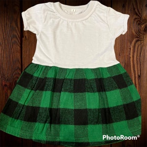 Baby toddler kids Christmas dress little girls sublimation polyester plaid st Patrick’s day