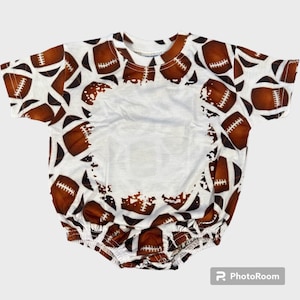 Baby bodysuit bubble romper  one piece sublimation 100% polyester tie dye faux bleach infant romper toddler  oversized football