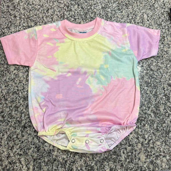 Baby bodysuit bubble romper  one piece sublimation 100% polyester tie dye faux bleach infant romper oversized