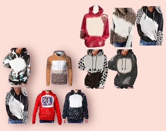 Adult Sublimation hoodie faux bleach sweatshirts htv screenprint blank thin size up one size
