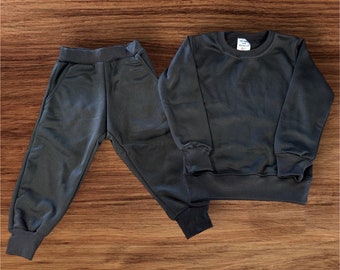 Ensemble bébé en bas âge NOIR ras du cou crème survêtement en polyester sublimé avec sweat-shirt et pantalon de survêtement ensemble tenue pour bébé